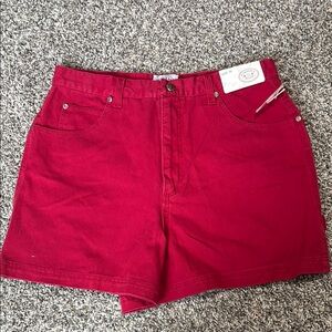 Women's Red Denim Shorts